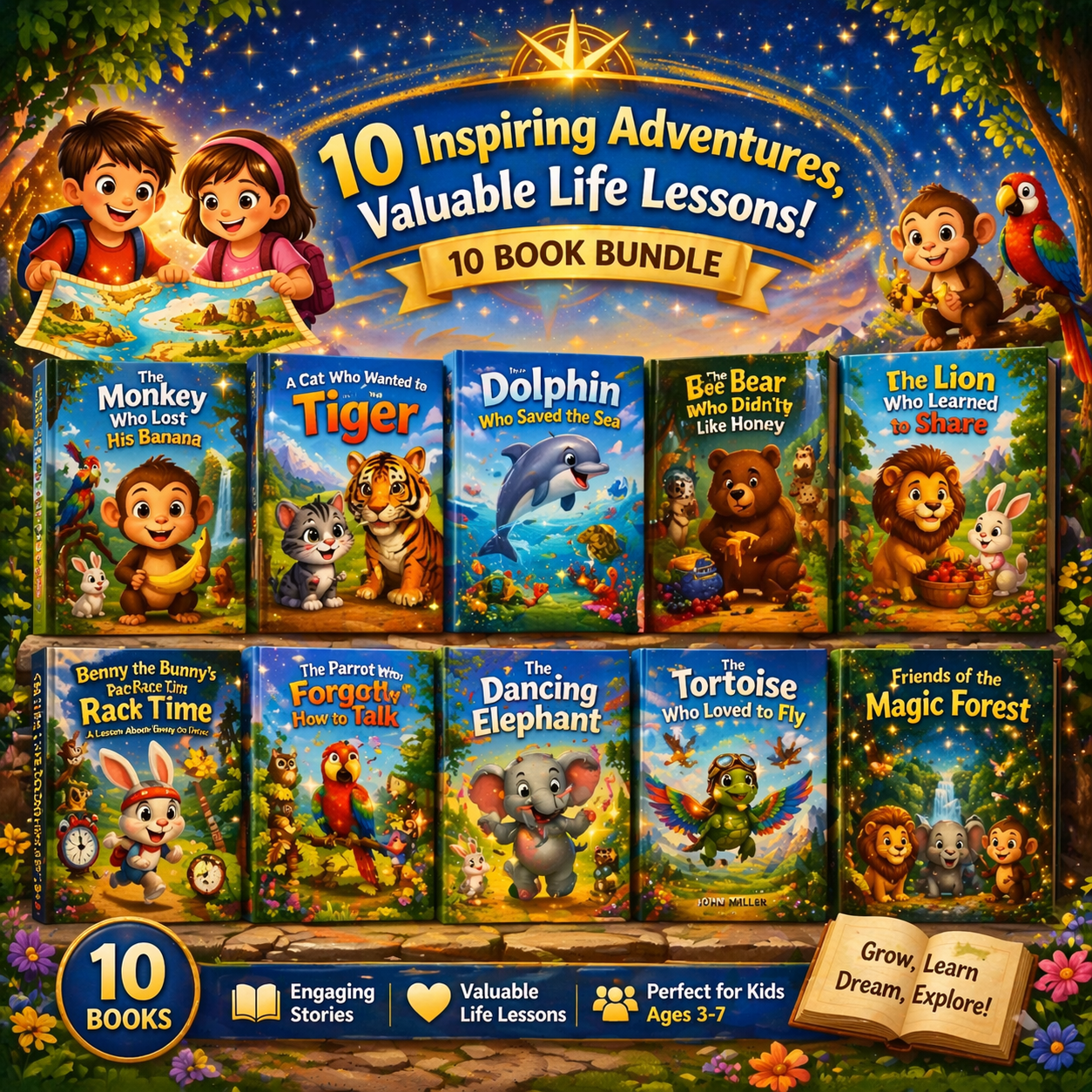 10 Book Bundle: Inspiring Adventures with Valuable Life Lessons for Kids (Ages 3-10)