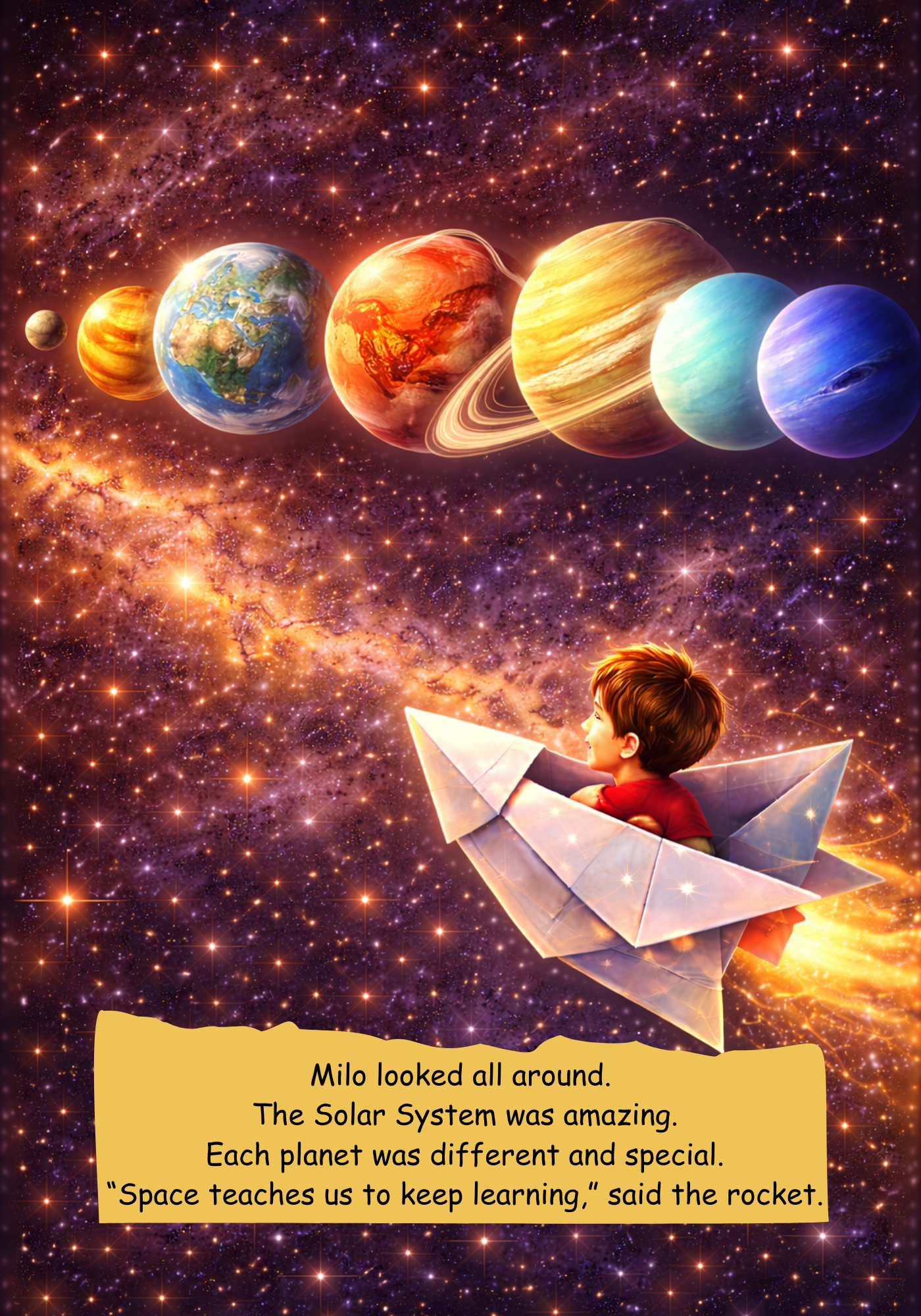 Visiting the Solar System in a Paper Rocket / Kids Story Book / Story Books